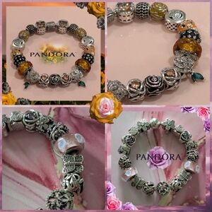 🩷Reserved: 2 Fully Loaded Pandora Bracelet/Bangle & S925 Charm Bundle -Size 8.3